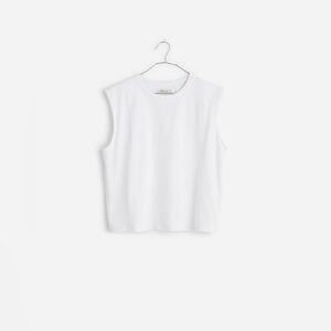 Madewell Womens Structured Muscle Tee Crewneck Padded Shoulders NR246 XS White